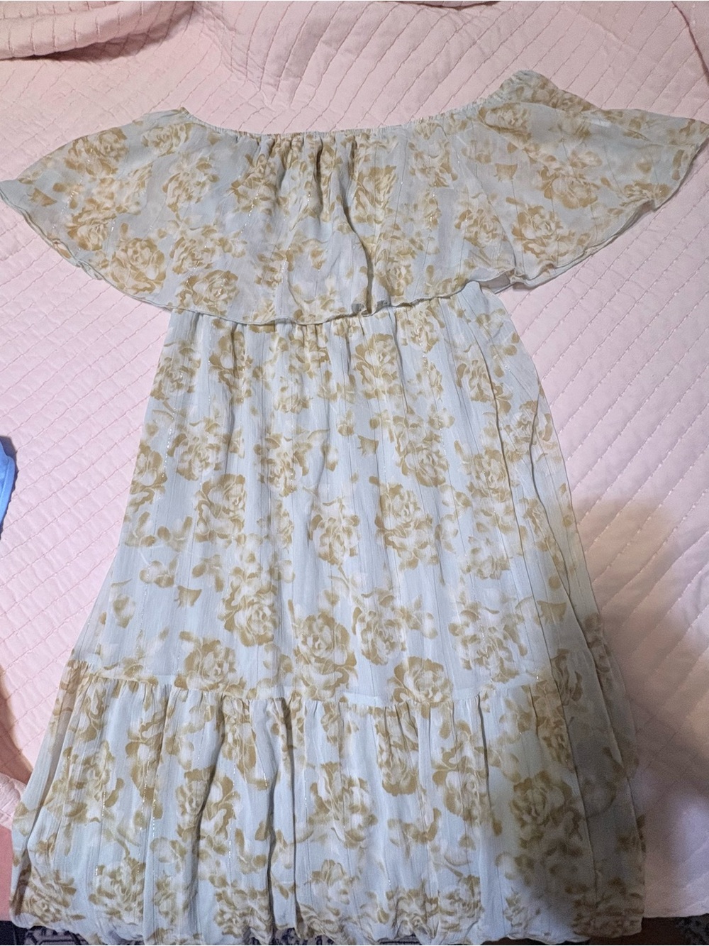 Off the shoulder Aakaa White and Yellow Floral Maxi Dress
